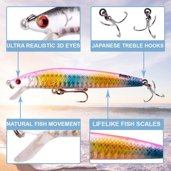  Lifelike Slow Sinking minnow hard Lure (5 Pack)