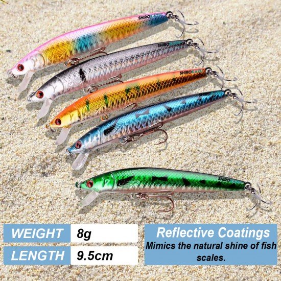  Lifelike Slow Sinking minnow hard Lure (5 Pack)