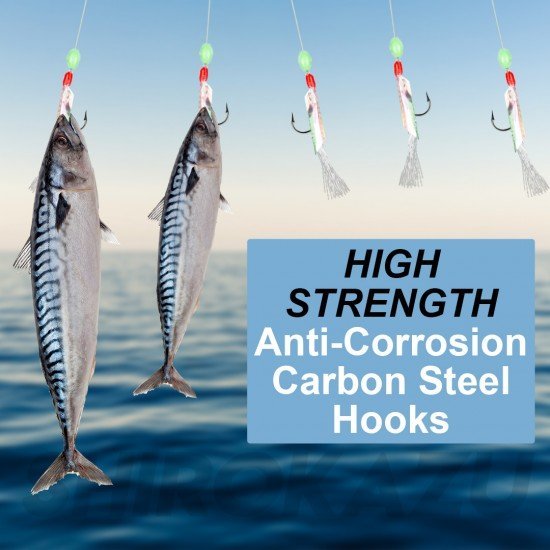 SHIROKAZU Sabiki Mackerel Feather Rigs - REFLECTIVE (4 PACK)