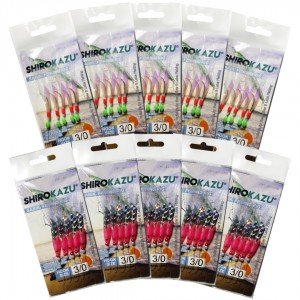 SHIROKAZU Sabiki Mackerel Feather Rigs - MIXED (10 PACK)