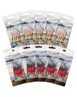 SHIROKAZU Sabiki Mackerel Feather Rigs - MIXED (10 PACK)