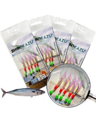 SHIROKAZU Sabiki Mackerel Feather Rigs - REFLECTIVE (4 PACK)